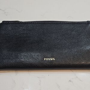 Fossil Black Textured Leather Clutch